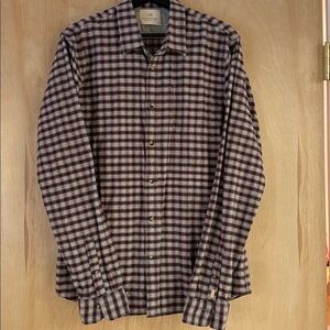 Scotch & Soda Red and Gray Checkered Flannel Shirt
